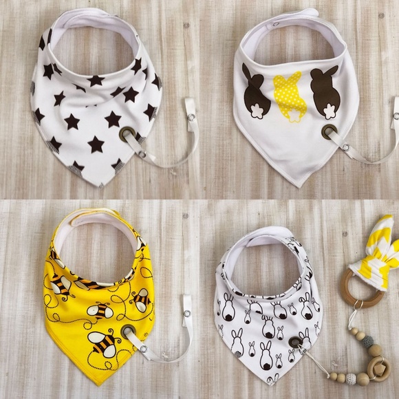 Lavender and Shan Other - Bunny-Bums & Bumblebees 4pk - Dribble Bibs w/ Chew